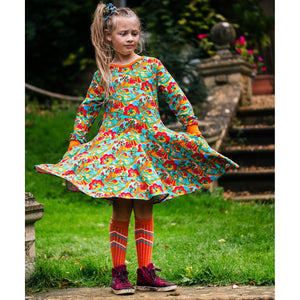 Mushroom Boom Long Sleeve Dress-Uddevalla Barn-Modern Rascals