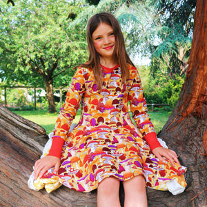 Mushroom Long Sleeve Dress - 1 Left Size 2-3 years-Uddevalla Barn-Modern Rascals