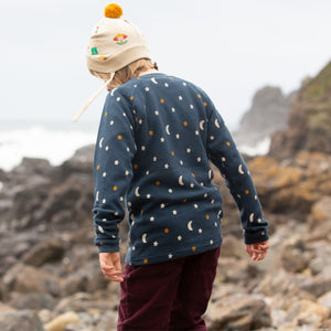 Navy Waffle Stars Long Sleeve Button Raglan Top - 1 Left Size 4-5 years-Little Green Radicals-Modern Rascals