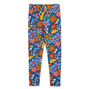 Navy/Retro Floral Leona Leggings-Frugi-Modern Rascals