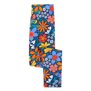 Navy/Retro Floral Leona Leggings-Frugi-Modern Rascals
