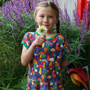 New Mushrooms Short Sleeve Dress-Uddevalla Barn-Modern Rascals