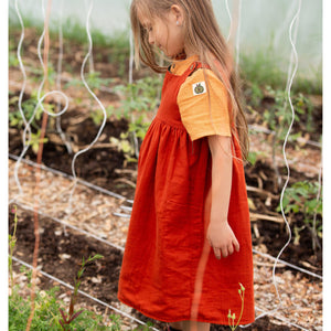 Orange Blooms Reversible Pinny Dress-Little Green Radicals-Modern Rascals
