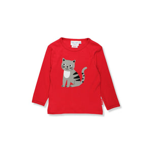 Organic Cat Applique Long Sleeve Shirt-Toby Tiger-Modern Rascals