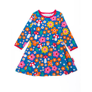 Organic Flower Print Long Sleeved Skater Dress-Toby Tiger-Modern Rascals