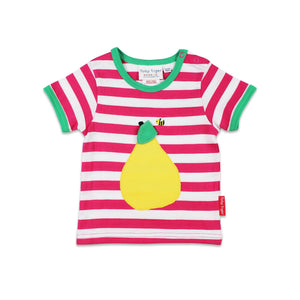 Organic Pear Applique Short Sleeve Shirt - 1 Left Size 6-7 years-Toby Tiger-Modern Rascals