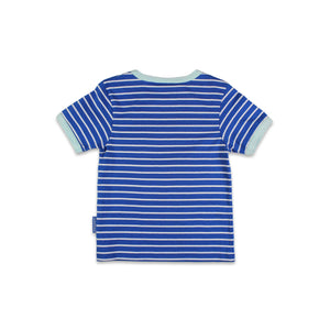 Organic Whale Waves Applique Short Sleeved Shirt - 1 Left Size 6-7 years-Toby Tiger-Modern Rascals