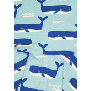 Organic Whale Waves Print Short Sleeved Skater Dress - 2 Left Size 2-3 & 3-4 years-Toby Tiger-Modern Rascals