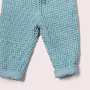 Pale Blue Chunky Waffle Comfy Trousers-Little Green Radicals-Modern Rascals