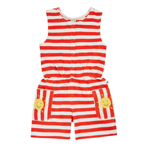 Papaya Stripe/Sun Harlyn Towelling Playsuit-Frugi-Modern Rascals