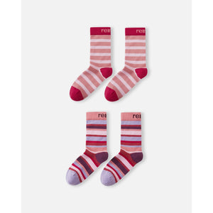 Parit Wool Blend Socks - 2 Pack - Rose Blush Stripe-Reima-Modern Rascals