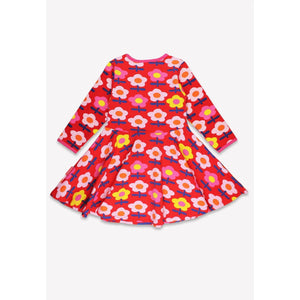 Pink Flower Print Long Sleeved Skater Dress - 1 Left Size 4-5 years-Toby Tiger-Modern Rascals