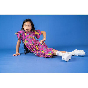 Purple Bird of Paradise Short Sleeve Skater Dress - 1 Left Size 8-10 years-Mullido-Modern Rascals
