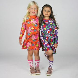 Rabbits And Flowers Long Sleeve Dress - 1 Left Size 9-10 years-Smafolk-Modern Rascals