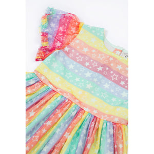 Rainbow Star/Stripe Penny Party Dress - 2 Left Size 9-10 & 10-11 years-Frugi-Modern Rascals