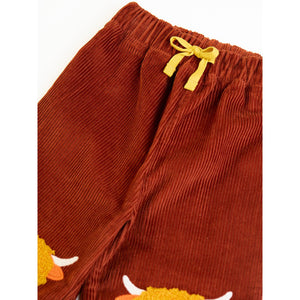 Rust / Highland Cow Arlo Cord Trousers - 2 Left Size 3-4 & 4-5 years-Frugi-Modern Rascals