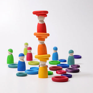 SECONDS - Grimms Building Rings in Rainbow (23 pcs)-Warehouse Find-Modern Rascals