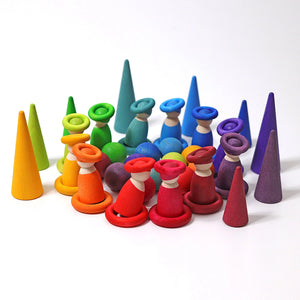 SECONDS - Grimms Building Rings in Rainbow (23 pcs)-Warehouse Find-Modern Rascals