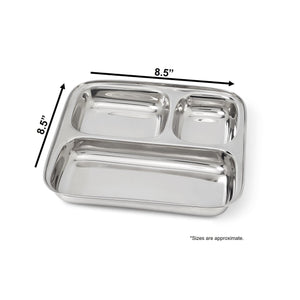 Small 3-Section Plate | Kid-Friendly Divided Tray-Dalcini Stainless-Modern Rascals