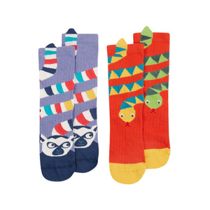 Snake / Lemur Character Socks - 2 Pack - 1 Left Size 2-4 years-Frugi-Modern Rascals