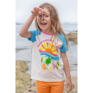 Soft White / Conservation Nyomi Raglan T-Shirt - 1 Left Size 4-5 years-Frugi-Modern Rascals