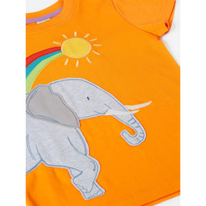 Spark Orange/Elephant Carsen Circular T-Shirt - 1 Left Size 7-8 years-Frugi-Modern Rascals