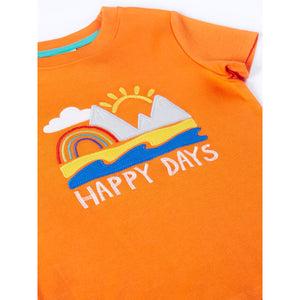 Spark Orange/Happy Carsen Applique T-Shirt-Frugi-Modern Rascals