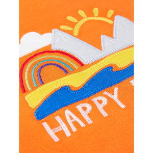 Spark Orange/Happy Carsen Applique T-Shirt-Frugi-Modern Rascals