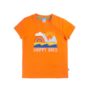 Spark Orange/Happy Carsen Applique T-Shirt-Frugi-Modern Rascals