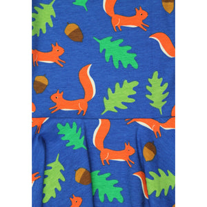 Squirrel Print Long Sleeved Skater Dress-Toby Tiger-Modern Rascals