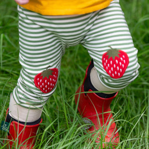 Strawberries Knee Patch Striped Joggers - 1 Left Size 18-24 months-Little Green Radicals-Modern Rascals