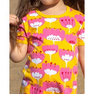 VIOLA Short Sleeve Tunic - Blomma in Sun Pink Red - 1 Left Size 3-4 years-PaaPii-Modern Rascals