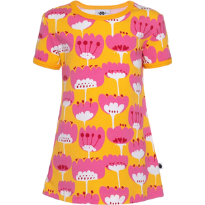 VIOLA Short Sleeve Tunic - Blomma in Sun Pink Red - 1 Left Size 3-4 years-PaaPii-Modern Rascals