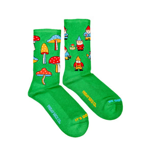 Women's Mushroom & Gnome Forage Athletic Socks-Friday Sock Co.-Modern Rascals