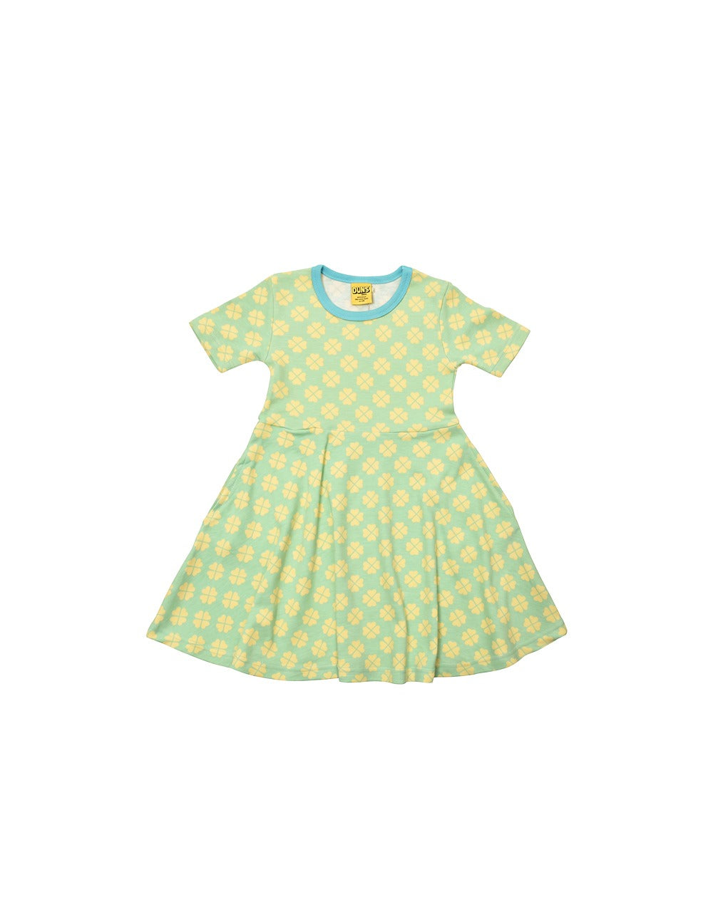 SECONDS - DUNS Sweden Clover - Green Ash Short Sleeve Skater Dress - Size 12-18 Months (86cm)