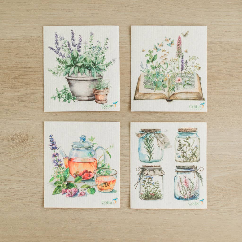 4 Pk Sponge Cloths - Herbal-Colibri-Modern Rascals