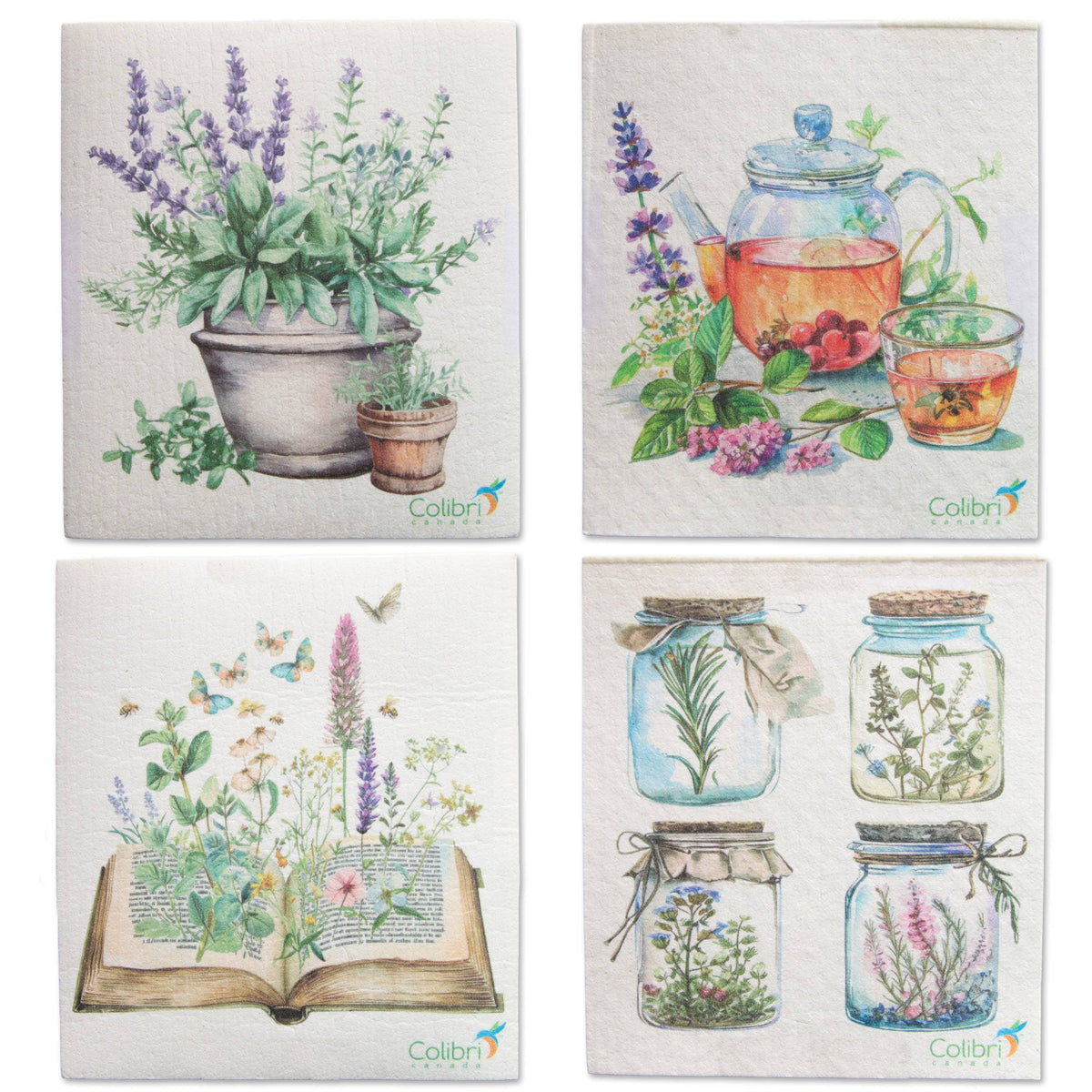 4 Pk Sponge Cloths - Herbal-Colibri-Modern Rascals