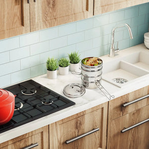 4-Tier Stacked Food Carrier | Stainless Steel Classic Tiffin Style Lunch Box-Dalcini Stainless-Modern Rascals