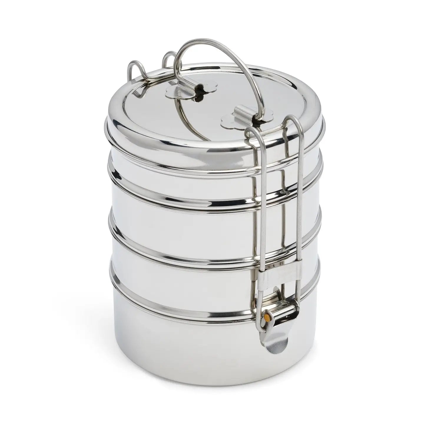 4-Tier Stacked Food Carrier | Stainless Steel Classic Tiffin Style Lunch Box-Dalcini Stainless-Modern Rascals