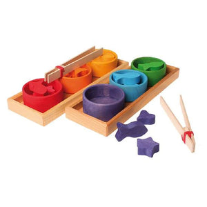 Grimm's Sorting Rainbow Game - Bowls, Tweezers, and Figures