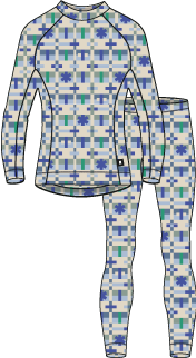 Taitoa Wool-Lyocell Blend Base Layer Set - Birch Beige - Print