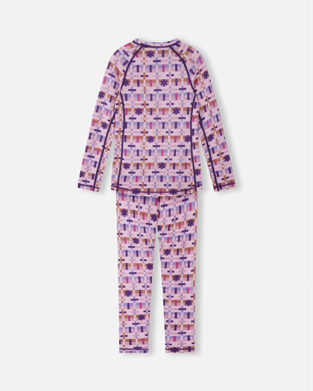 Taitoa Wool-Lyocell Blend Base Layer Set - Pale Rose - Print