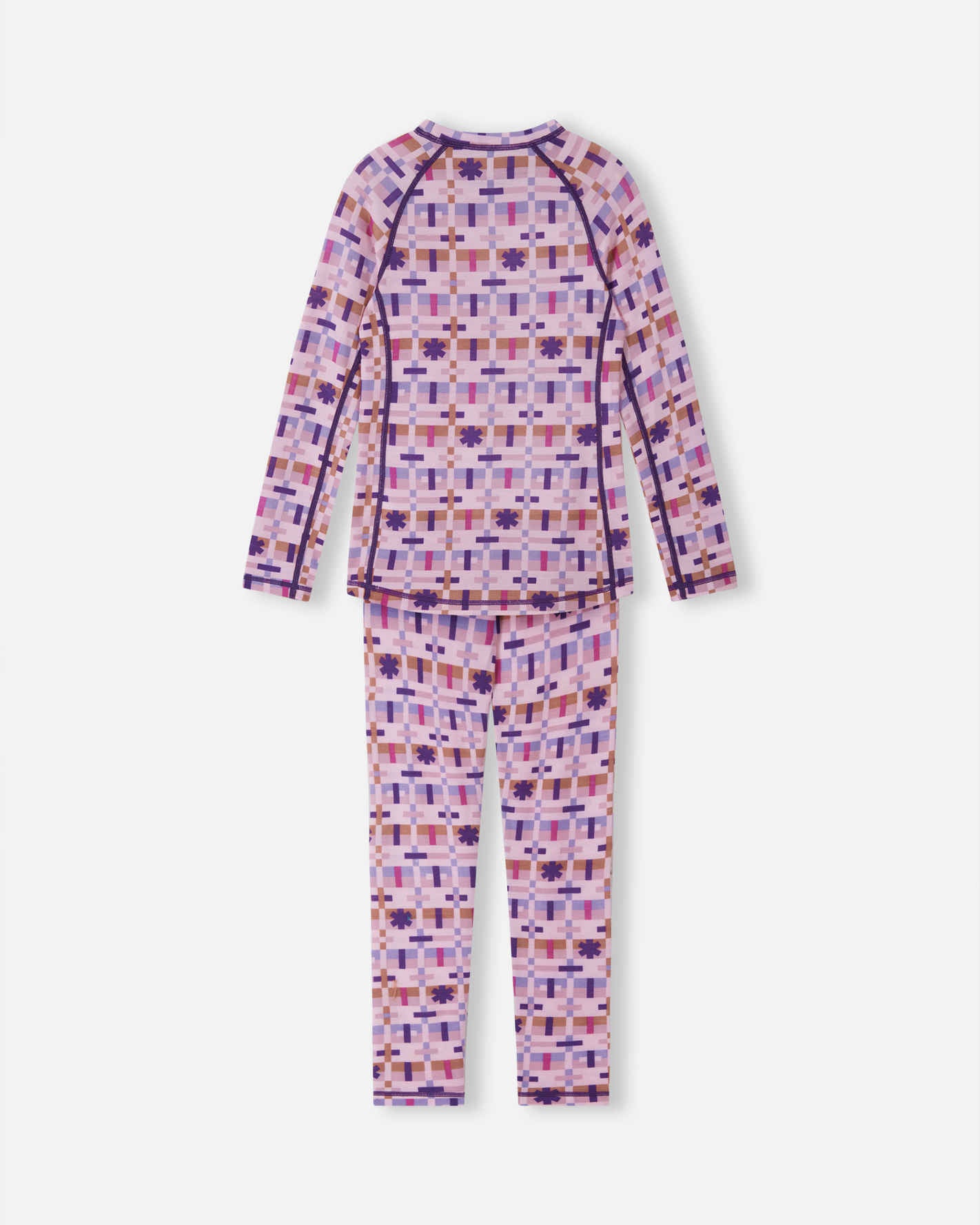Taitoa Wool-Lyocell Blend Base Layer Set - Pale Rose - Print