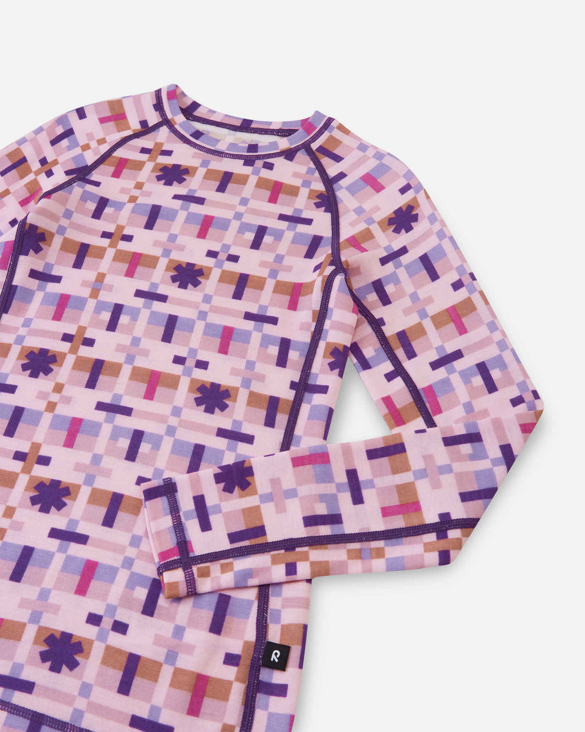 Taitoa Wool-Lyocell Blend Base Layer Set - Pale Rose - Print