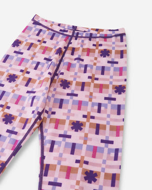 Taitoa Wool-Lyocell Blend Base Layer Set - Pale Rose - Print