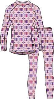 Taitoa Wool-Lyocell Blend Base Layer Set - Pale Rose - Print