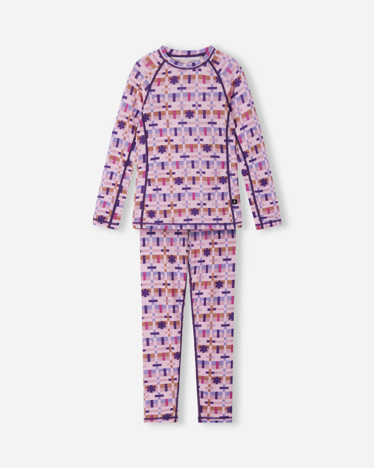 Taitoa Wool-Lyocell Blend Base Layer Set - Pale Rose - Print