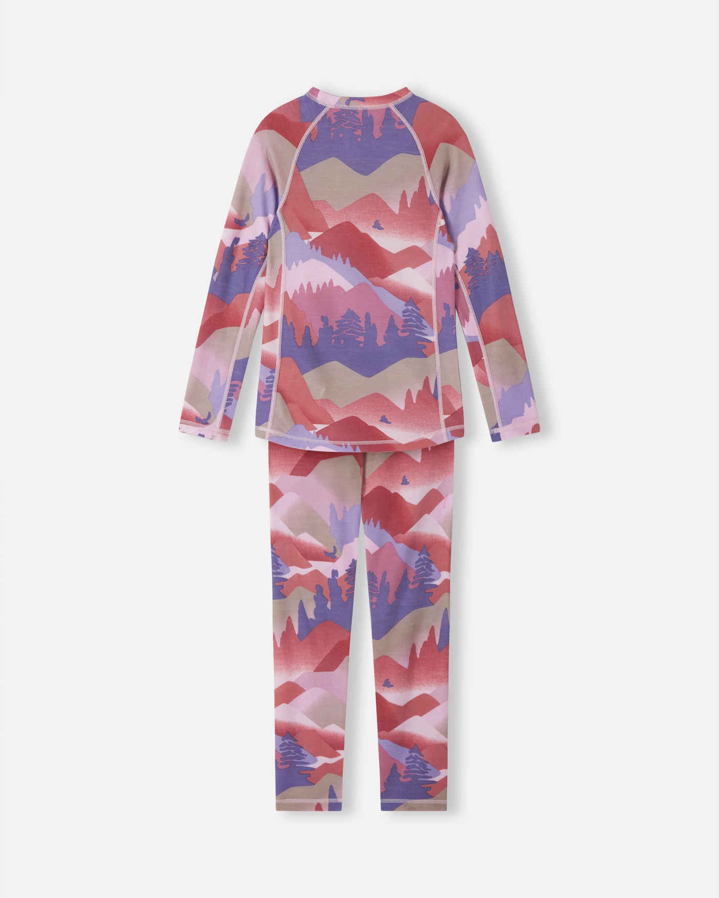 Taitoa Wool-Lyocell Blend Base Layer Set - Grey Pink - Print