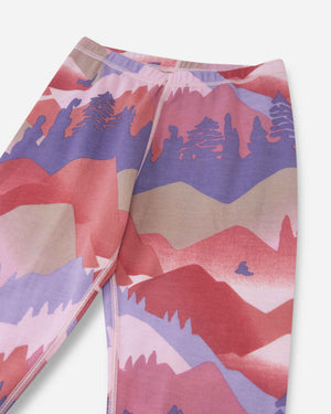 Taitoa Wool-Lyocell Blend Base Layer Set - Grey Pink - Print