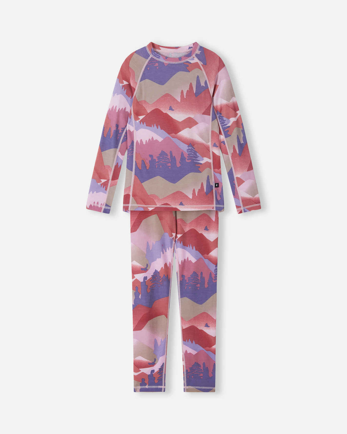 Taitoa Wool-Lyocell Blend Base Layer Set - Grey Pink - Print